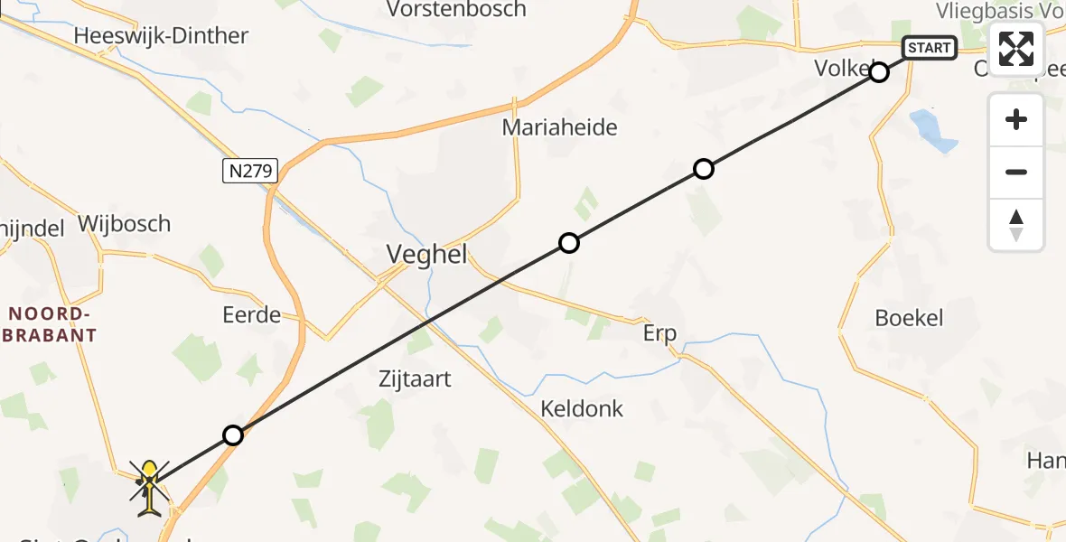 Routekaart van de vlucht: Lifeliner 3 naar Sint-Oedenrode, Maatseheistraat