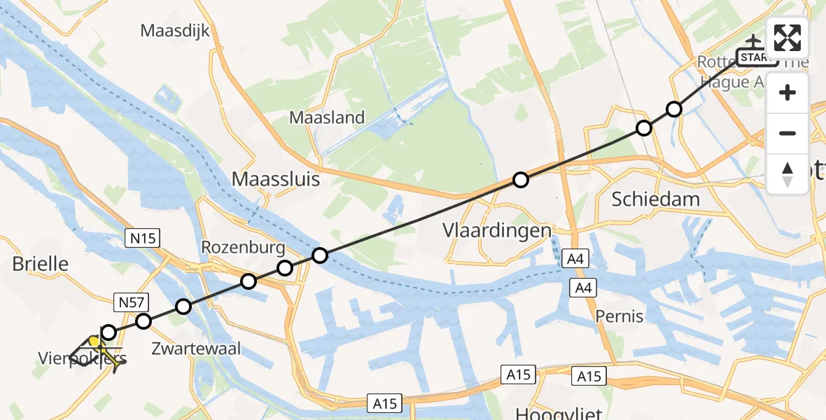 Routekaart van de vlucht: Lifeliner 2 naar Vierpolders, Vliegveldweg