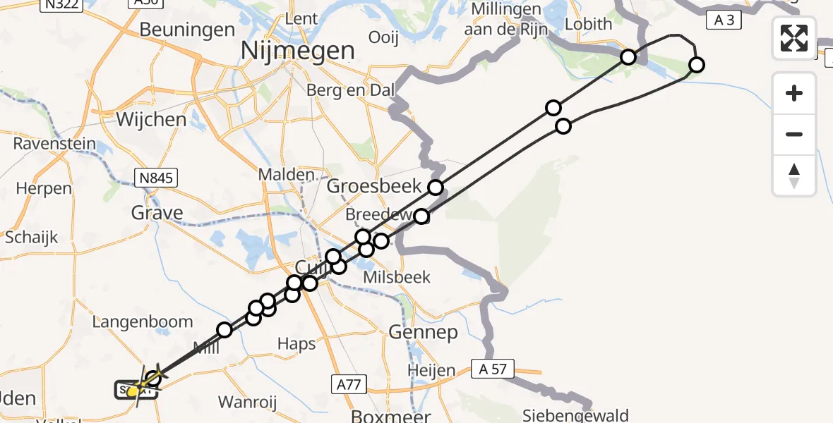 Routekaart van de vlucht: Lifeliner 3 naar Odiliapeel, Groespeelweg