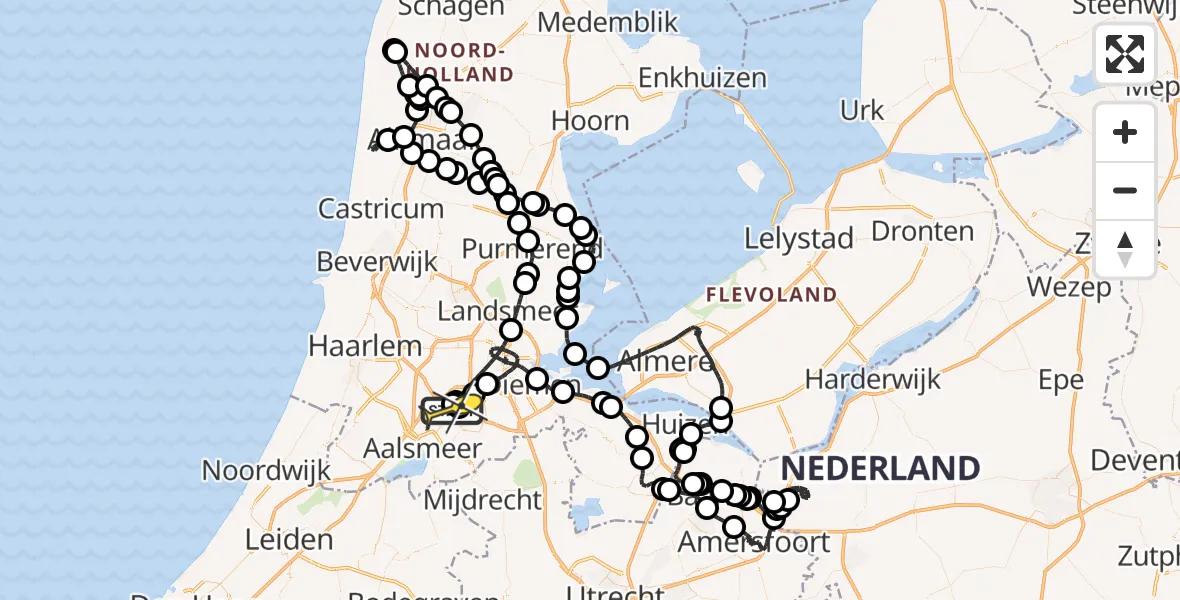 Routekaart van de vlucht: Politieheli naar Schiphol, Halim P.K. straat