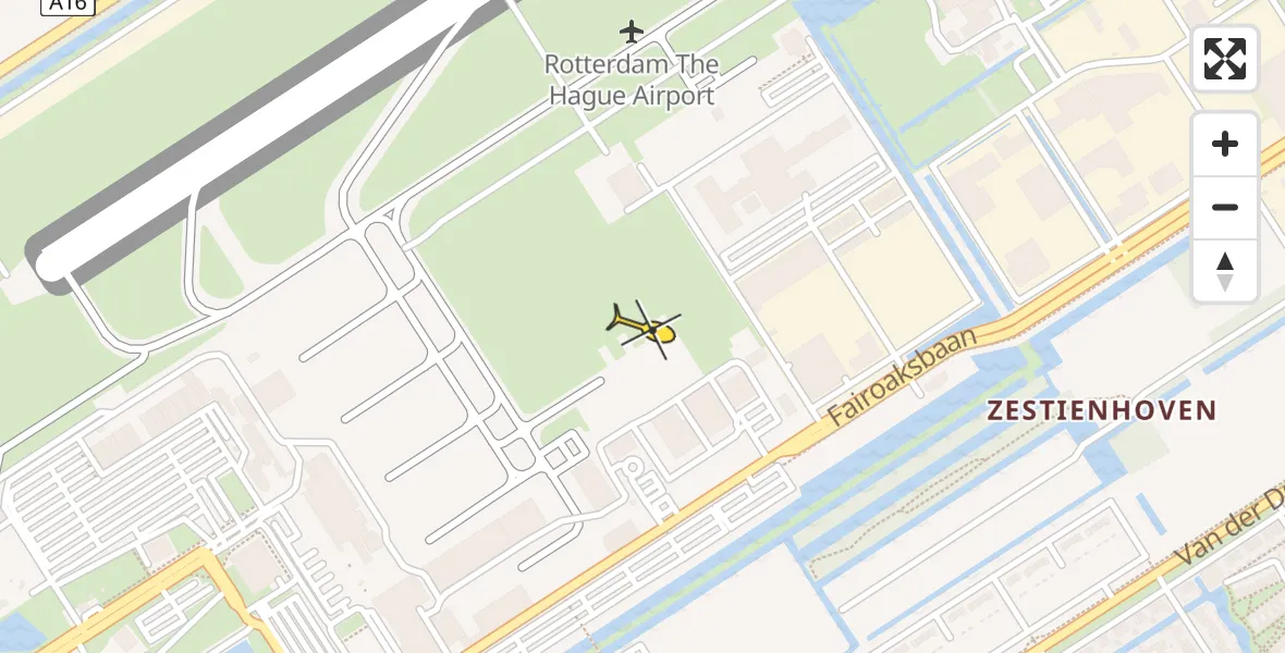 Routekaart van de vlucht: Politiehelikopter naar Rotterdam The Hague Airport