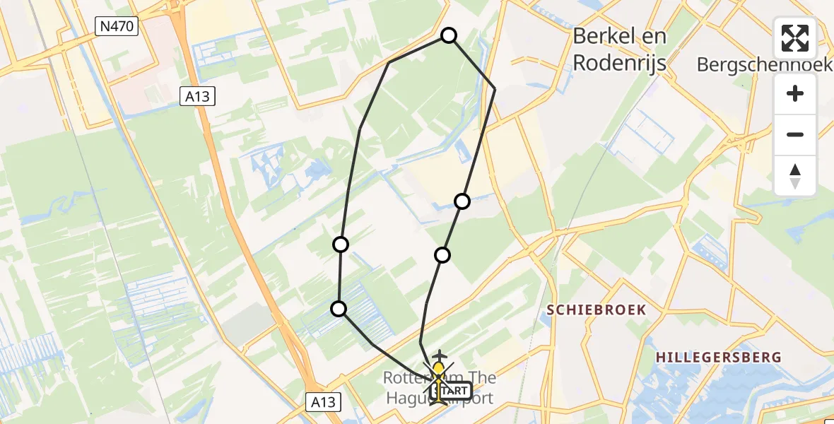 Routekaart van de vlucht: Lifeliner 2 naar Rotterdam The Hague Airport, A16 Rotterdam