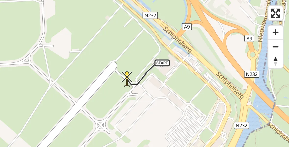 Routekaart van de vlucht: Politiehelikopter naar Schiphol, Thermiekstraat