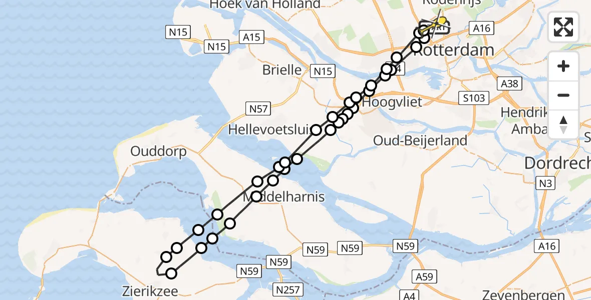 Routekaart van de vlucht: Lifeliner 2 naar Rotterdam The Hague Airport, Zestienhovensekade