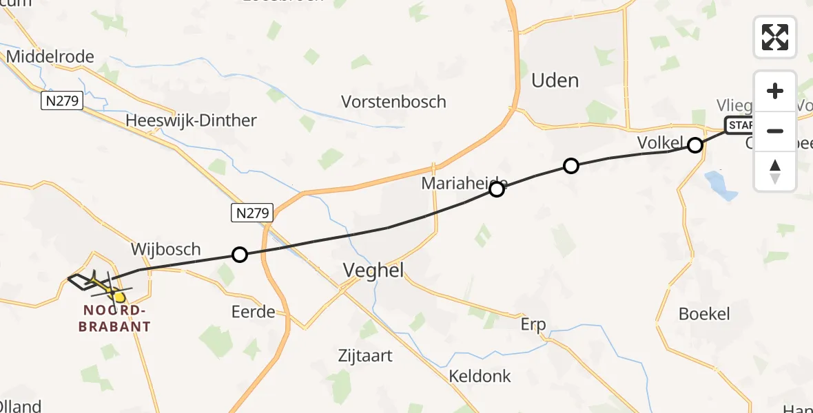 Routekaart van de vlucht: Lifeliner 3 naar Schijndel, Wilgenstraat