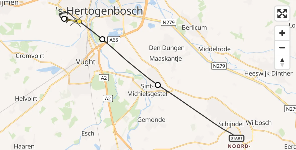 Routekaart van de vlucht: Lifeliner 3 naar Vught, Kloosterpark