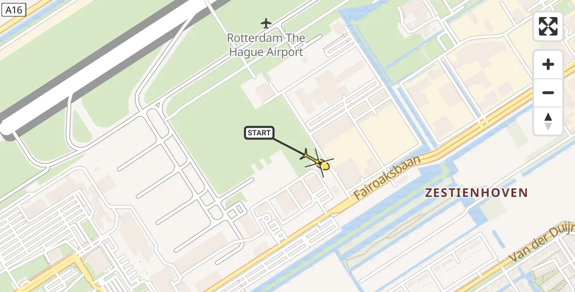 Routekaart van de vlucht: Lifeliner 2 naar Rotterdam The Hague Airport, Brandenburgbaan