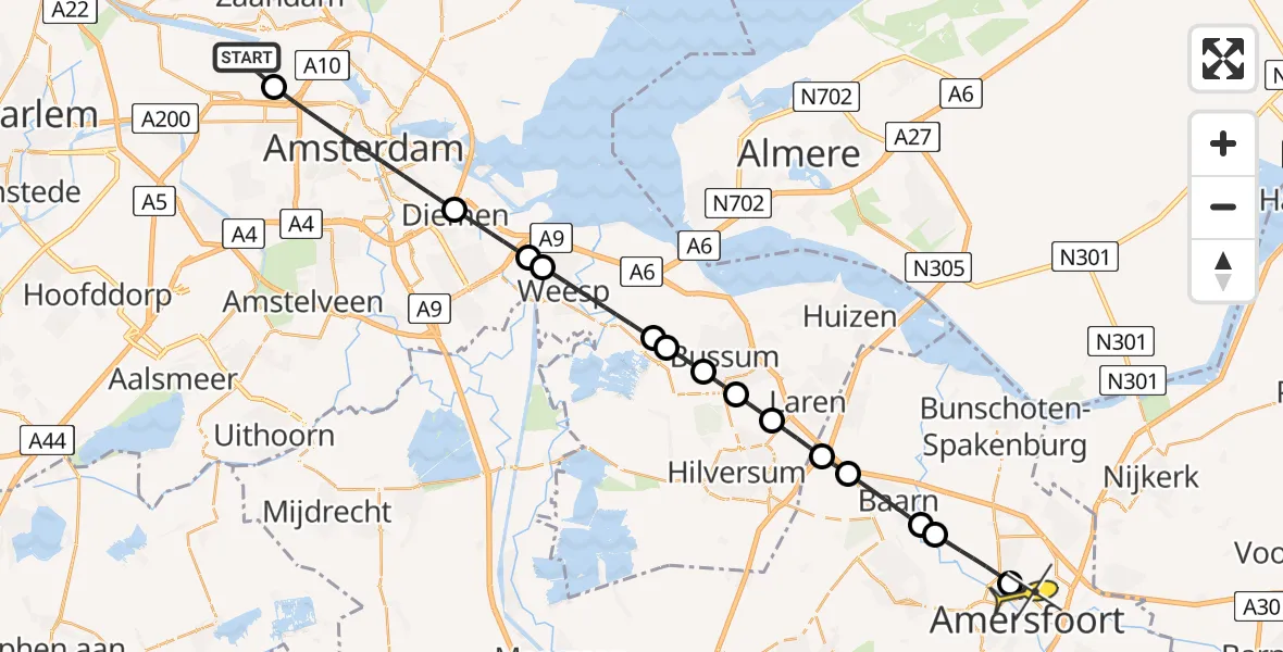 Routekaart van de vlucht: Lifeliner 1 naar Amersfoort, Maltaweg