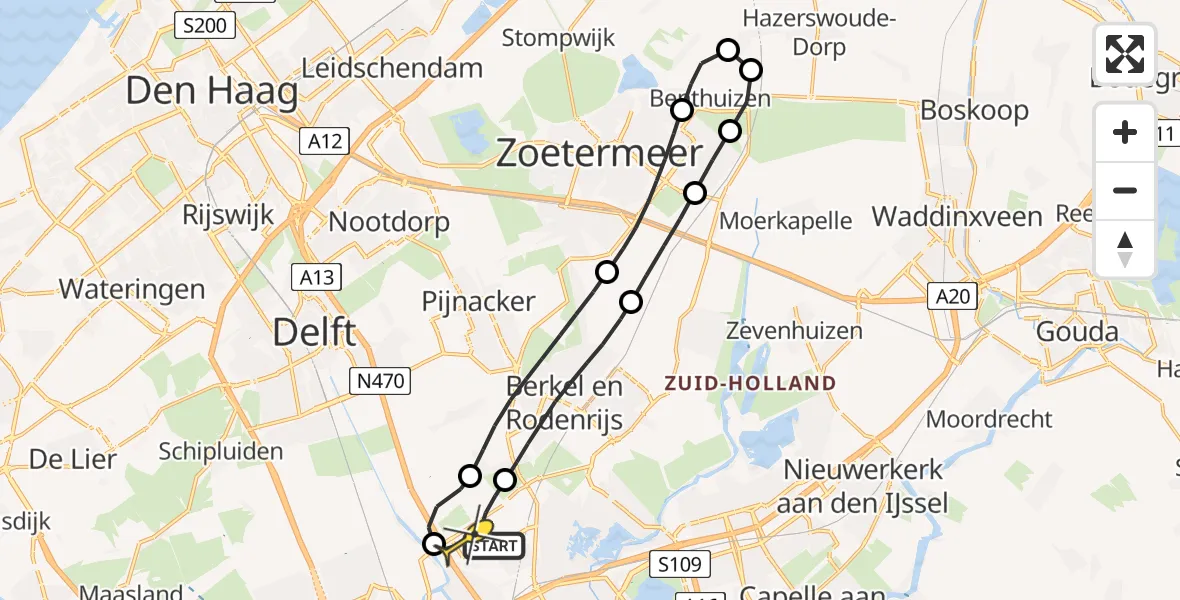 Routekaart van de vlucht: Lifeliner 2 naar Rotterdam The Hague Airport, Oude Bovendijk