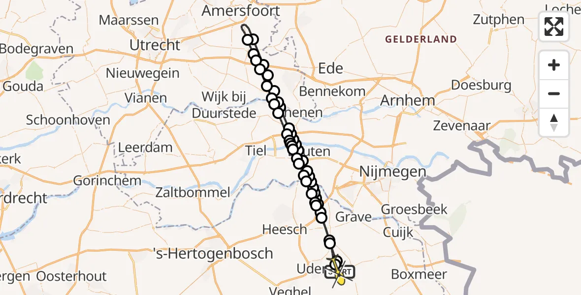 Routekaart van de vlucht: Lifeliner 3 naar Vliegbasis Volkel, Houtvennen