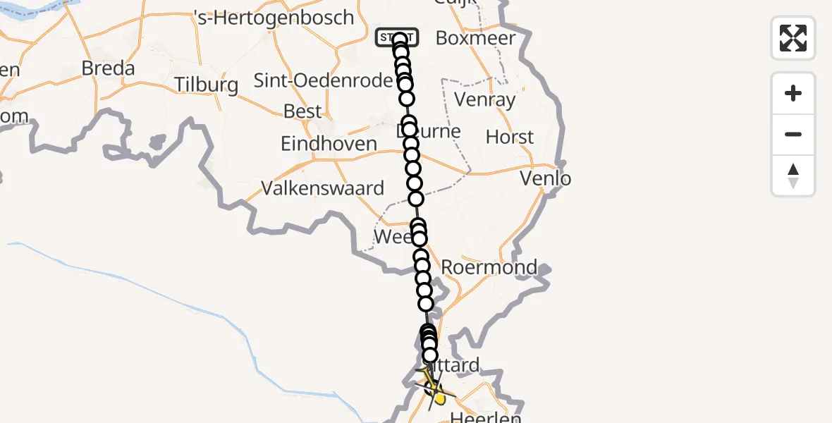 Routekaart van de vlucht: Lifeliner 3 naar Geleen, Wikkestraat