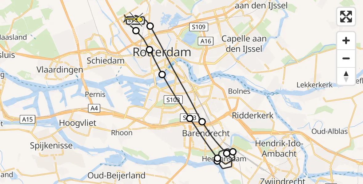 Routekaart van de vlucht: Lifeliner 2 naar Rotterdam The Hague Airport, Tempelhof