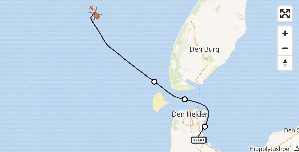 Vluchtroute Kustwachthelikopter Vliegveld De Kooy - , 30 september 2024, 07:57
