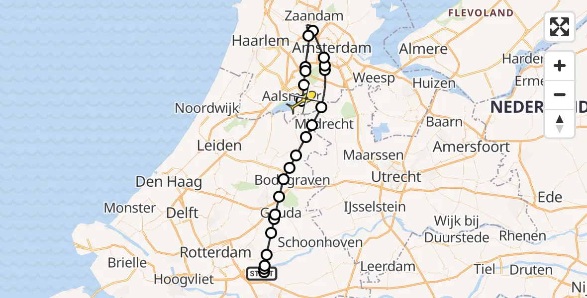 Routekaart van de vlucht: Lifeliner 1 naar De Kwakel, Lekdijk