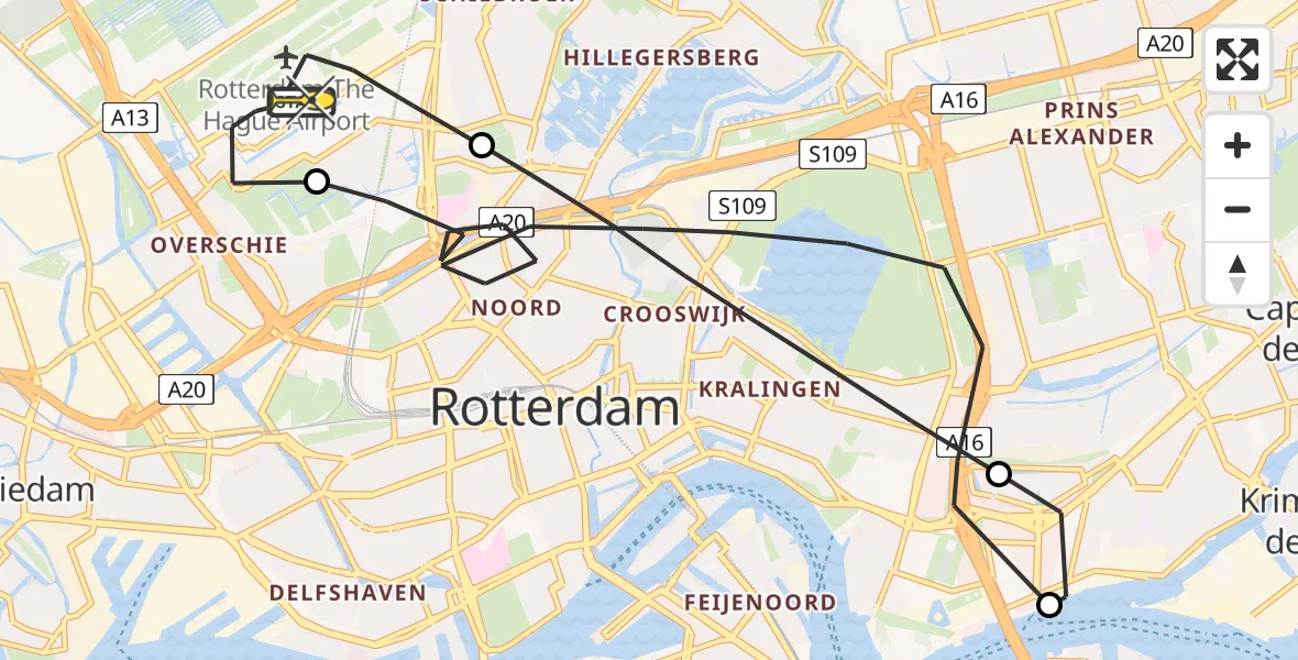 Routekaart van de vlucht: Lifeliner 2 naar Rotterdam The Hague Airport, Tempelhof