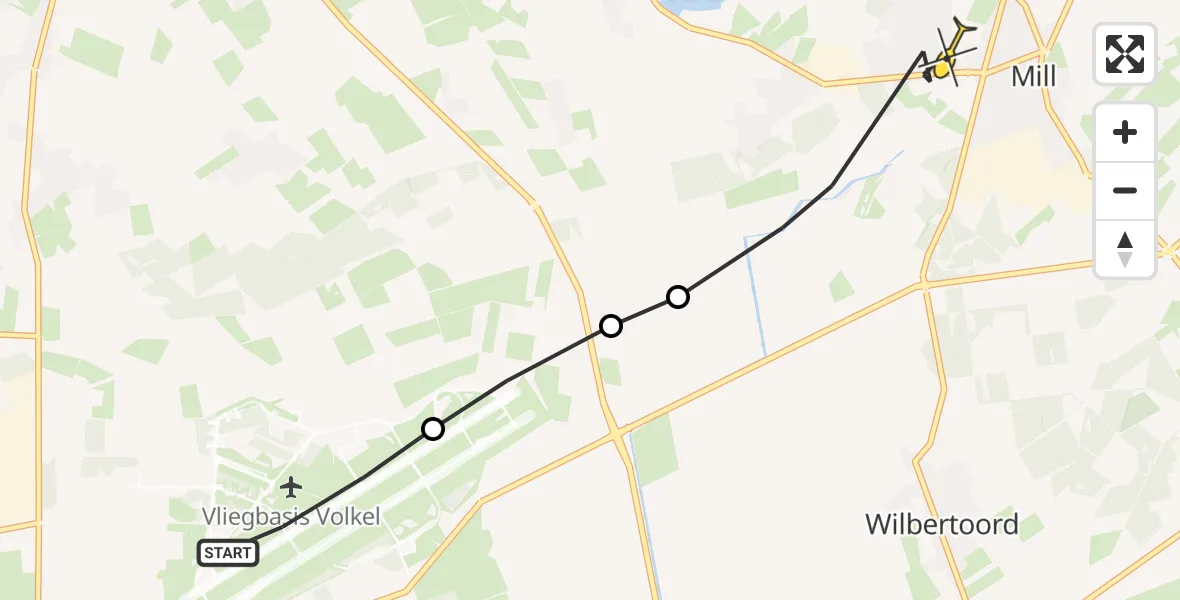 Routekaart van de vlucht: Lifeliner 3 naar Mill, Zeelandsedijk
