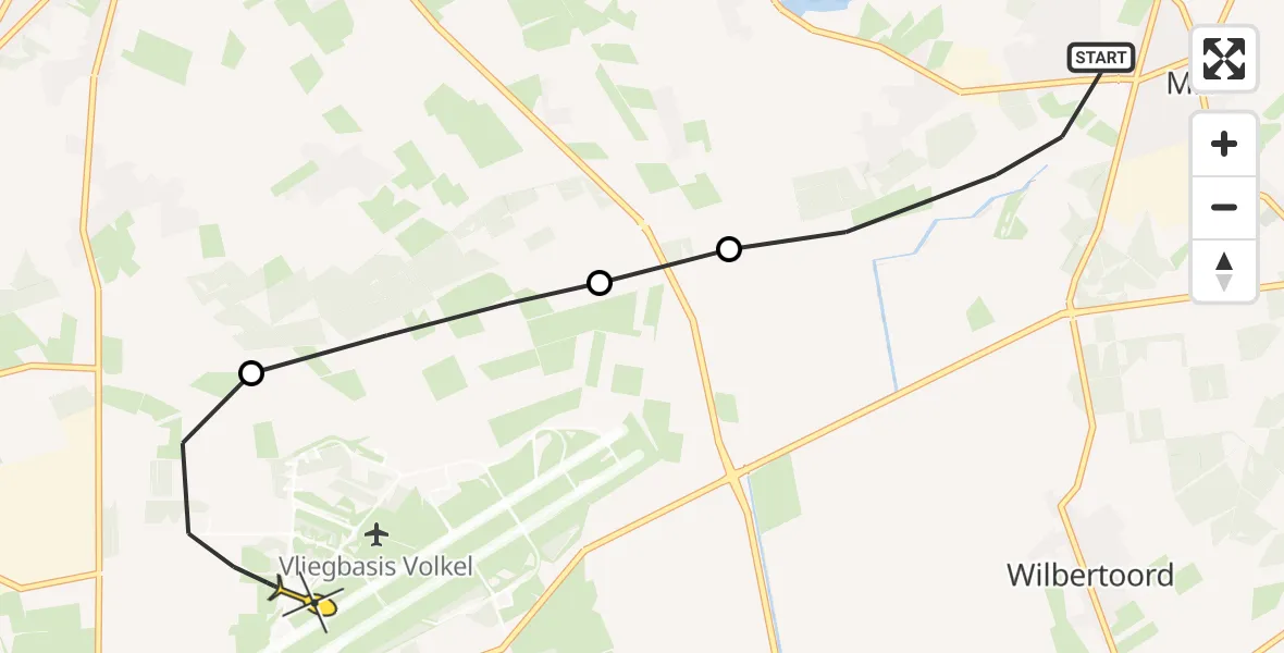Routekaart van de vlucht: Lifeliner 3 naar Vliegbasis Volkel, Heufseweg
