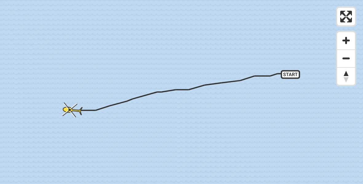 Routekaart van de vlucht: Kustwachthelikopter naar Vlissingen, Ankergebied Wielingen-Noord
