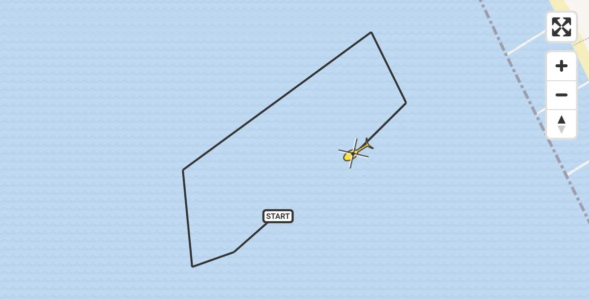 Routekaart van de vlucht: Kustwachthelikopter naar Vlissingen, Strand Koudekerke