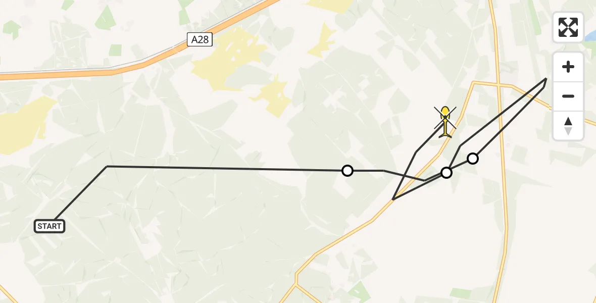 Routekaart van de vlucht: Politiehelikopter naar Vierhouten, Poolseweg