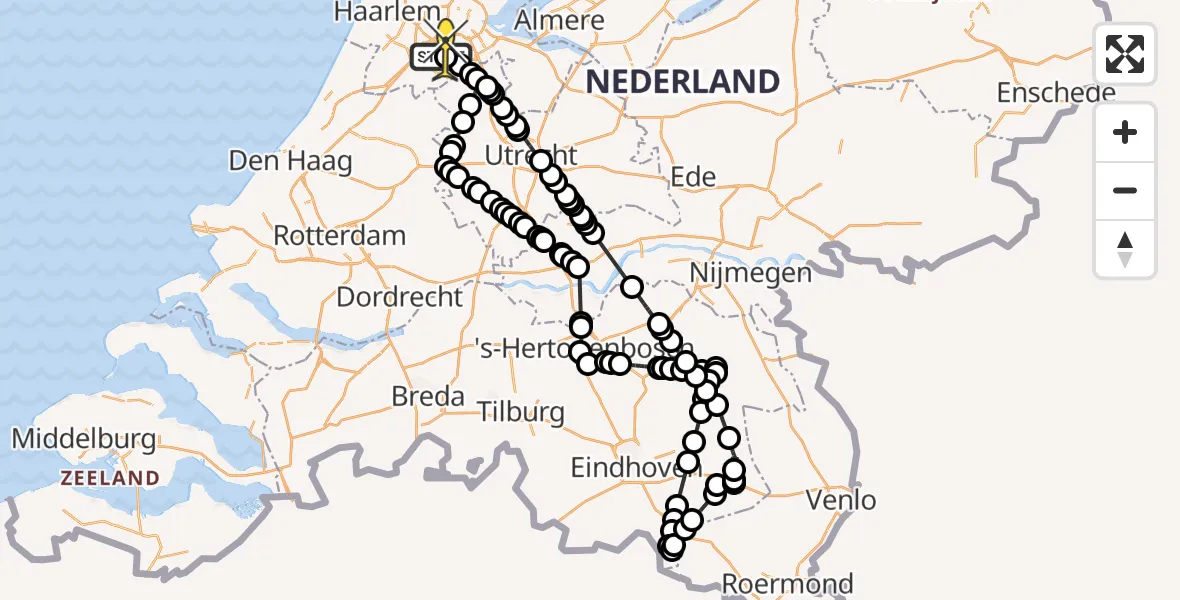 Routekaart van de vlucht: Politieheli naar Amstelveen, Noorddammerlaan