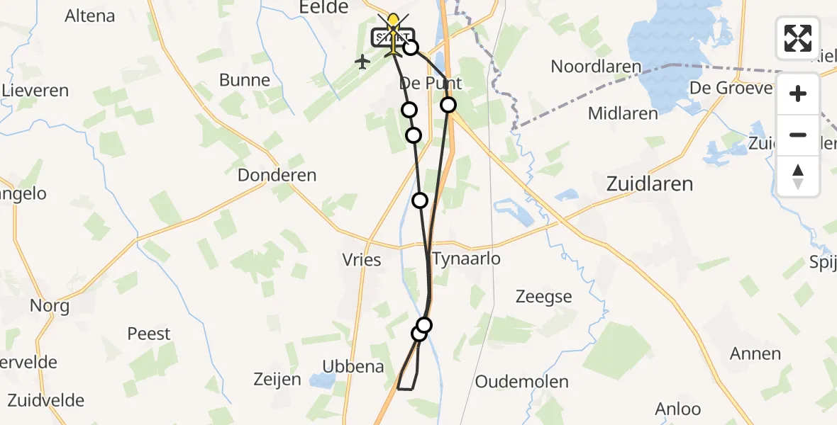 Routekaart van de vlucht: Lifeliner 4 naar Groningen Airport Eelde, Betmersweg