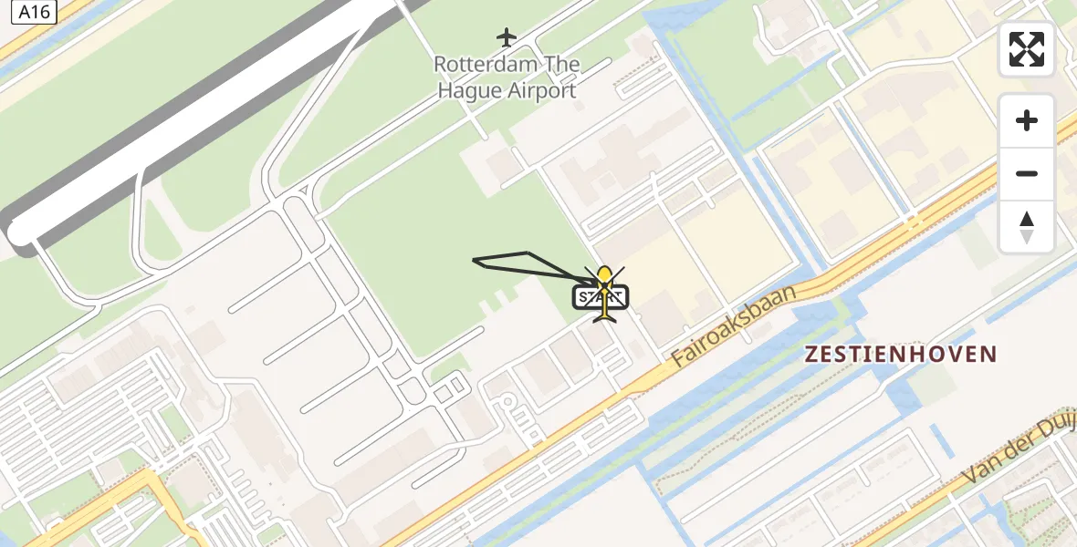 Routekaart van de vlucht: Lifeliner 2 naar Rotterdam The Hague Airport, Brandenburgbaan