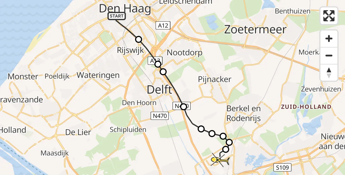 Routekaart van de vlucht: Lifeliner 2 naar Rotterdam The Hague Airport, Van Ostadestraat