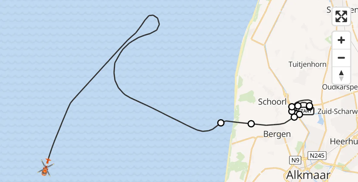 Vluchtroute Kustwachthelikopter Oudkarspel - , 01 oktober 2024, 17:57