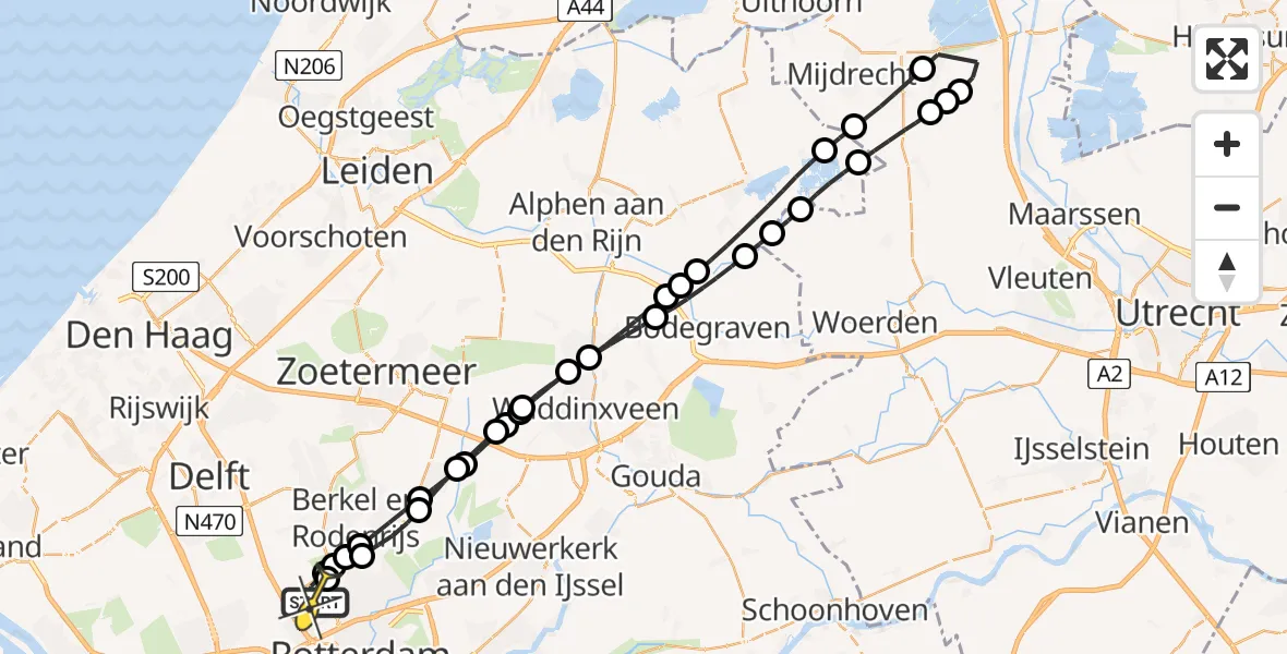 Routekaart van de vlucht: Lifeliner 2 naar Rotterdam The Hague Airport, Demmeriksekade