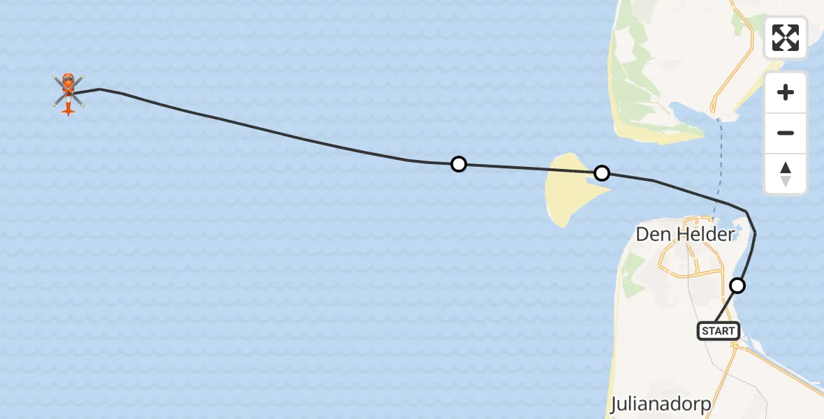 Vluchtroute Kustwachthelikopter Vliegveld De Kooy - , 02 oktober 2024, 07:29