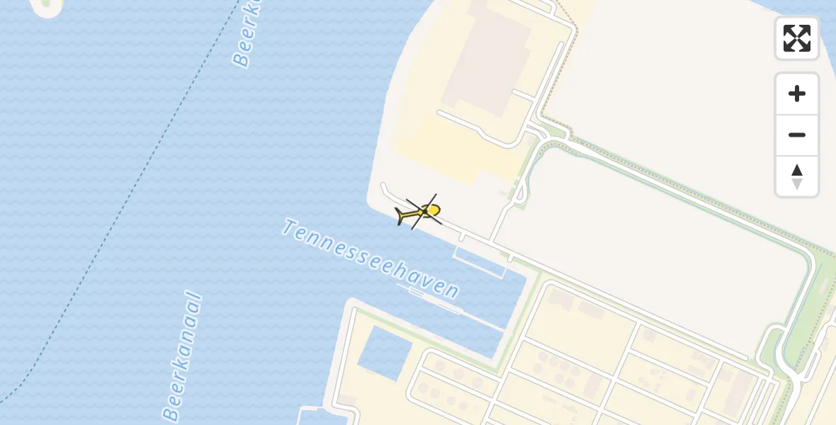 Routekaart van de vlucht: Politiehelikopter naar Maasvlakte Heliport