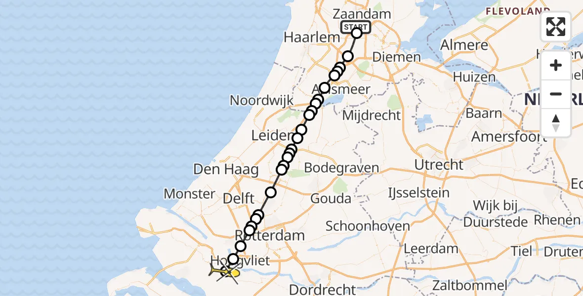 Routekaart van de vlucht: Lifeliner 1 naar Spijkenisse, Elbaweg