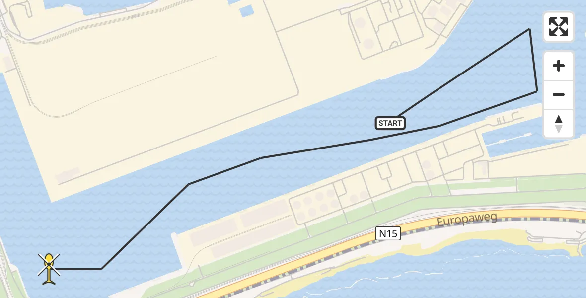 Routekaart van de vlucht: Politiehelikopter naar Maasvlakte, Beergat