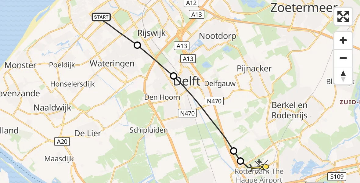 Routekaart van de vlucht: Lifeliner 2 naar Rotterdam The Hague Airport, Hengelolaan