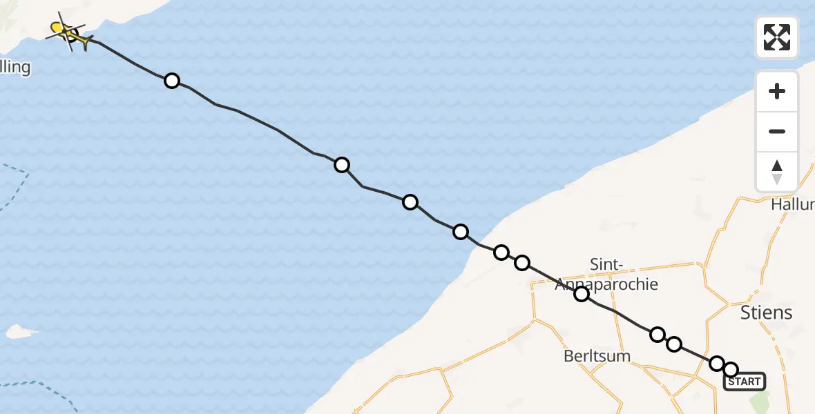 Routekaart van de vlucht: Ambulanceheli naar Striep, Hogerhuisdyk