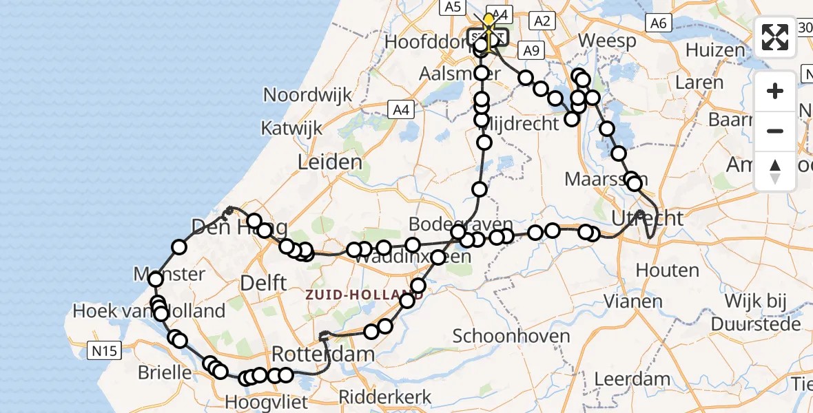 Routekaart van de vlucht: Politieheli naar Schiphol, Fokkerweg