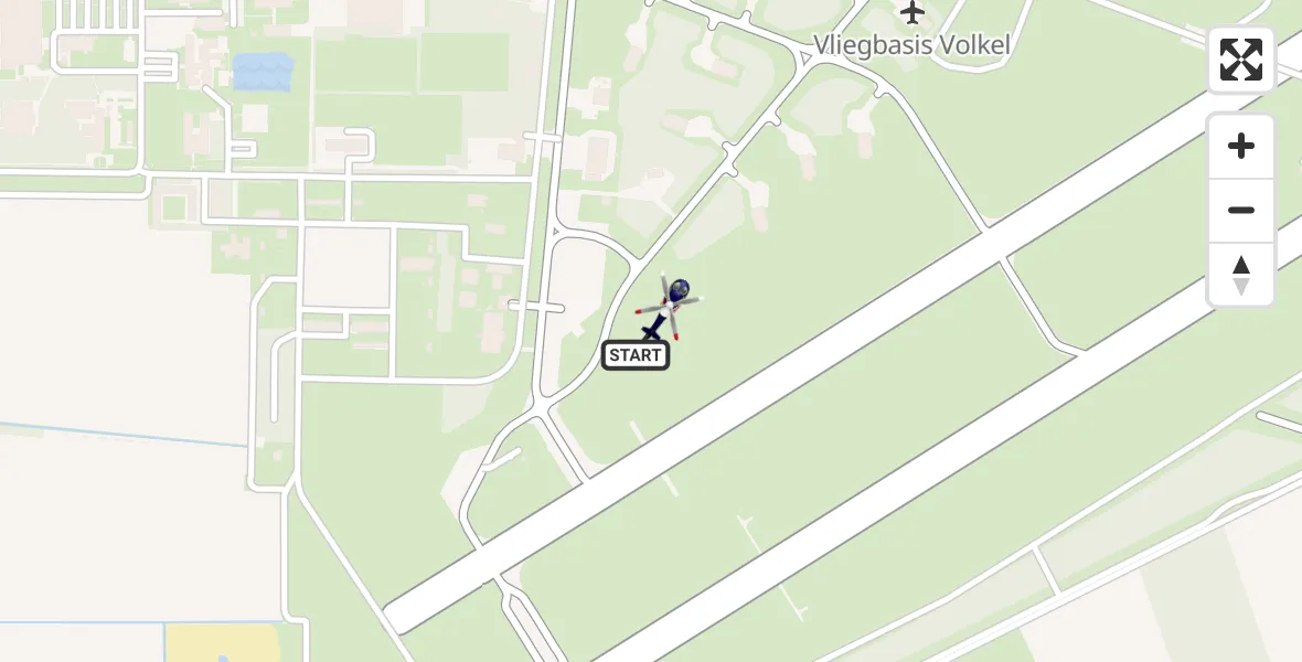 Vluchtroute Politiehelikopter van Vliegbasis Volkel naar Vliegbasis Volkel