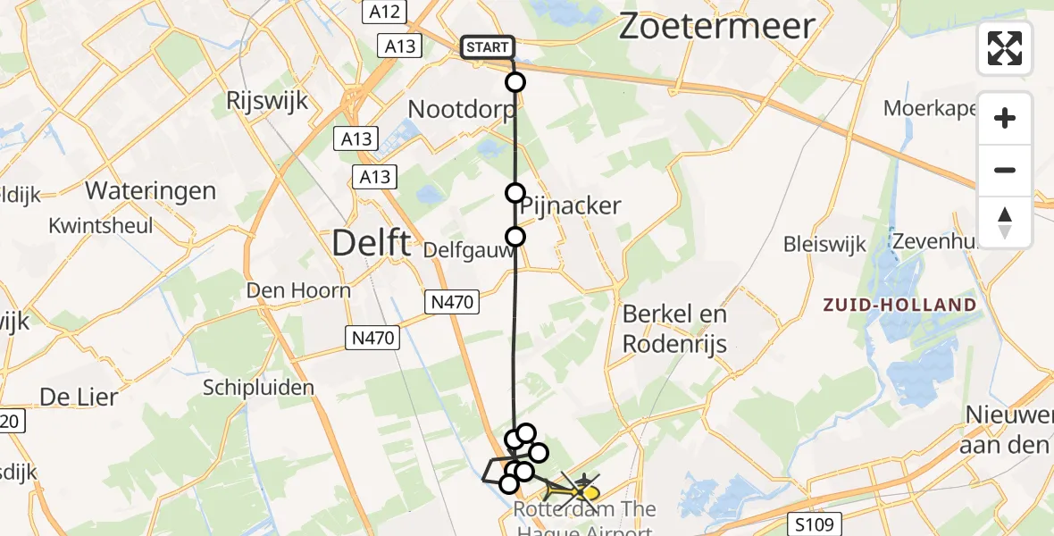 Routekaart van de vlucht: Lifeliner 2 naar Rotterdam The Hague Airport, Hofweg