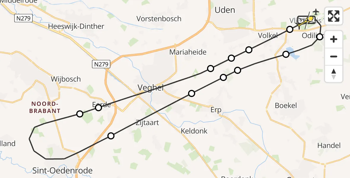 Routekaart van de vlucht: Lifeliner 3 naar Vliegbasis Volkel, Nieuwedijk