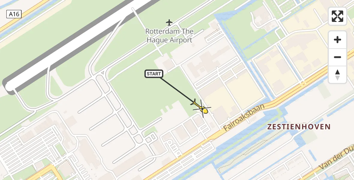 Routekaart van de vlucht: Lifeliner 2 naar Rotterdam The Hague Airport, Brandenburgbaan