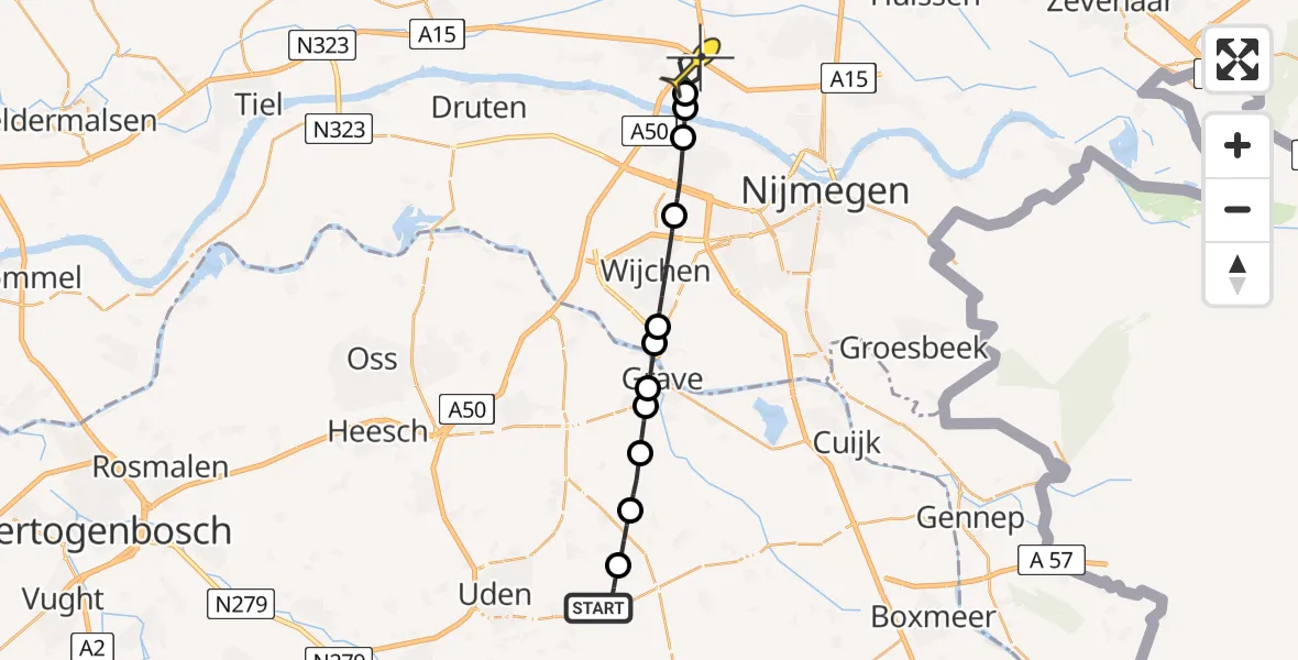 Routekaart van de vlucht: Lifeliner 3 naar Herveld, Zeelandsedijk