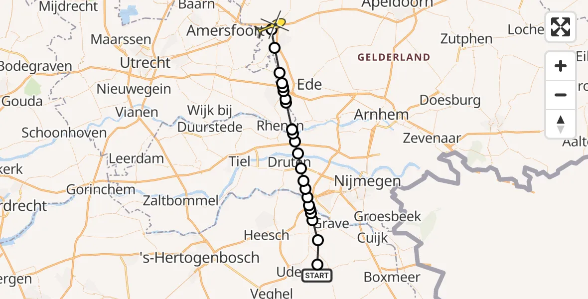 Routekaart van de vlucht: Lifeliner 3 naar Terschuur, Zeelandsedijk