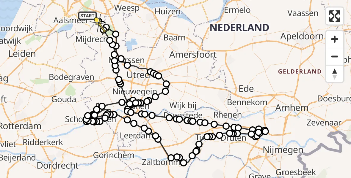 Routekaart van de vlucht: Politieheli naar Waverveen, Molenwetering