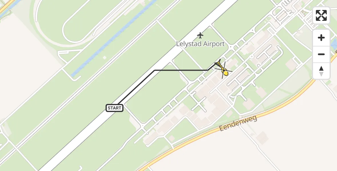Routekaart van de vlucht: Traumahelikopter naar Lelystad Airport, Emoeweg