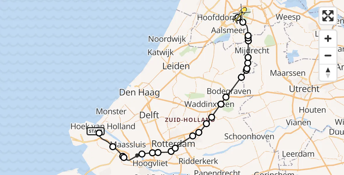 Routekaart van de vlucht: Politieheli naar Schiphol, Dok 6