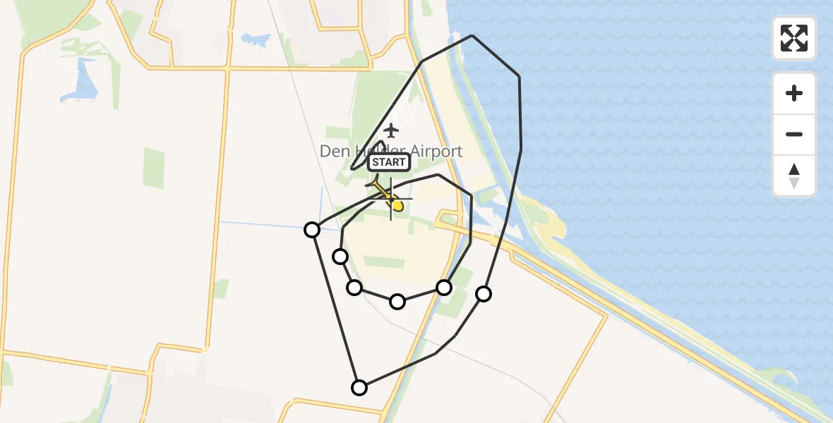 Routekaart van de vlucht: Kustwachthelikopter naar Vliegveld De Kooy, Balgzanddijk