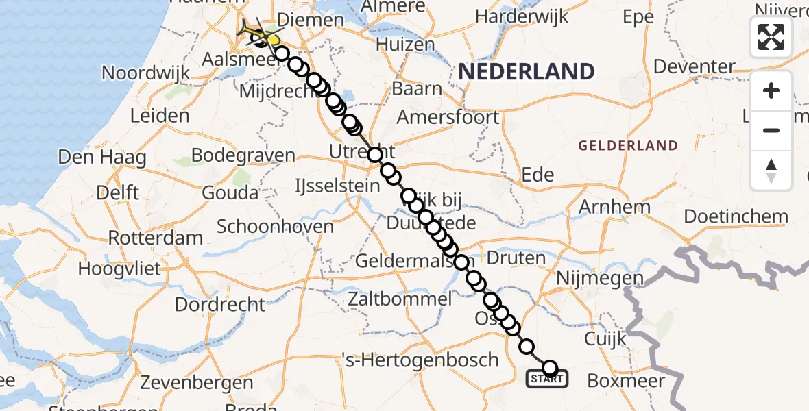 Routekaart van de vlucht: Politieheli naar Schiphol, Thermiekstraat