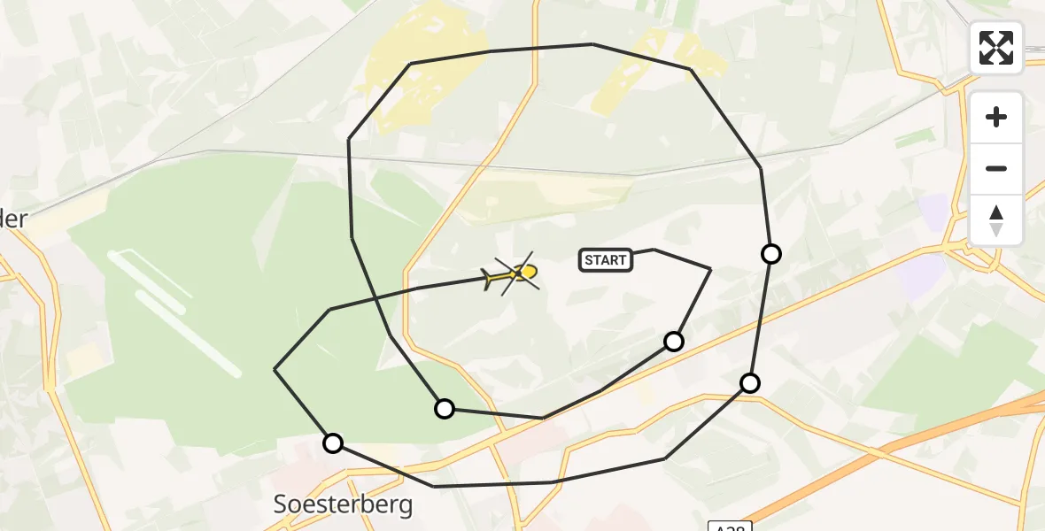 Routekaart van de vlucht: Politieheli naar Soest, Amersfoortsestraat