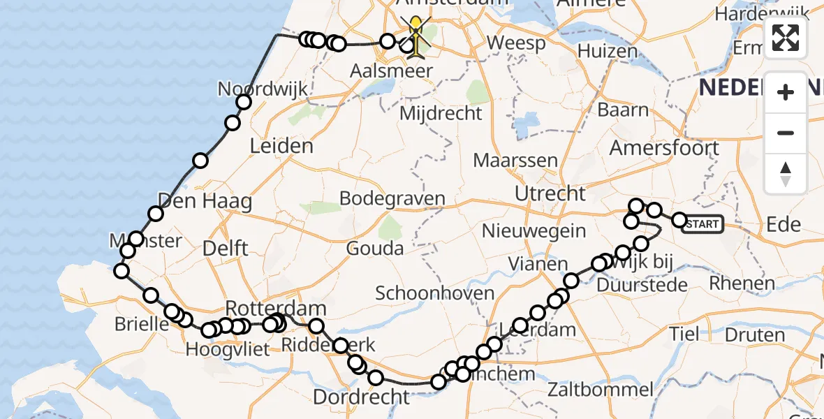 Routekaart van de vlucht: Politieheli naar Schiphol, Maarsbergen